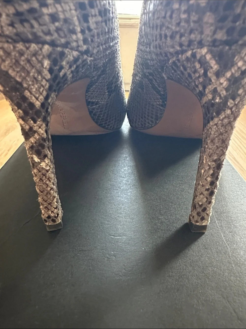 Banana Republic Madison Snake-Print Pointed Pumps in Gray and Black
